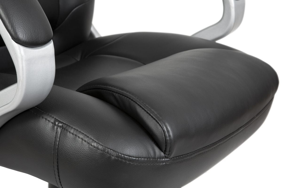Teknik Office Lumbar Massage Black Faux Leather Executive Chair with Matching Capped Five Star Base.