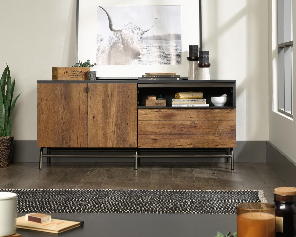 Teknik Office Boulevard Café Tv Stand in Vintage Oak Accents