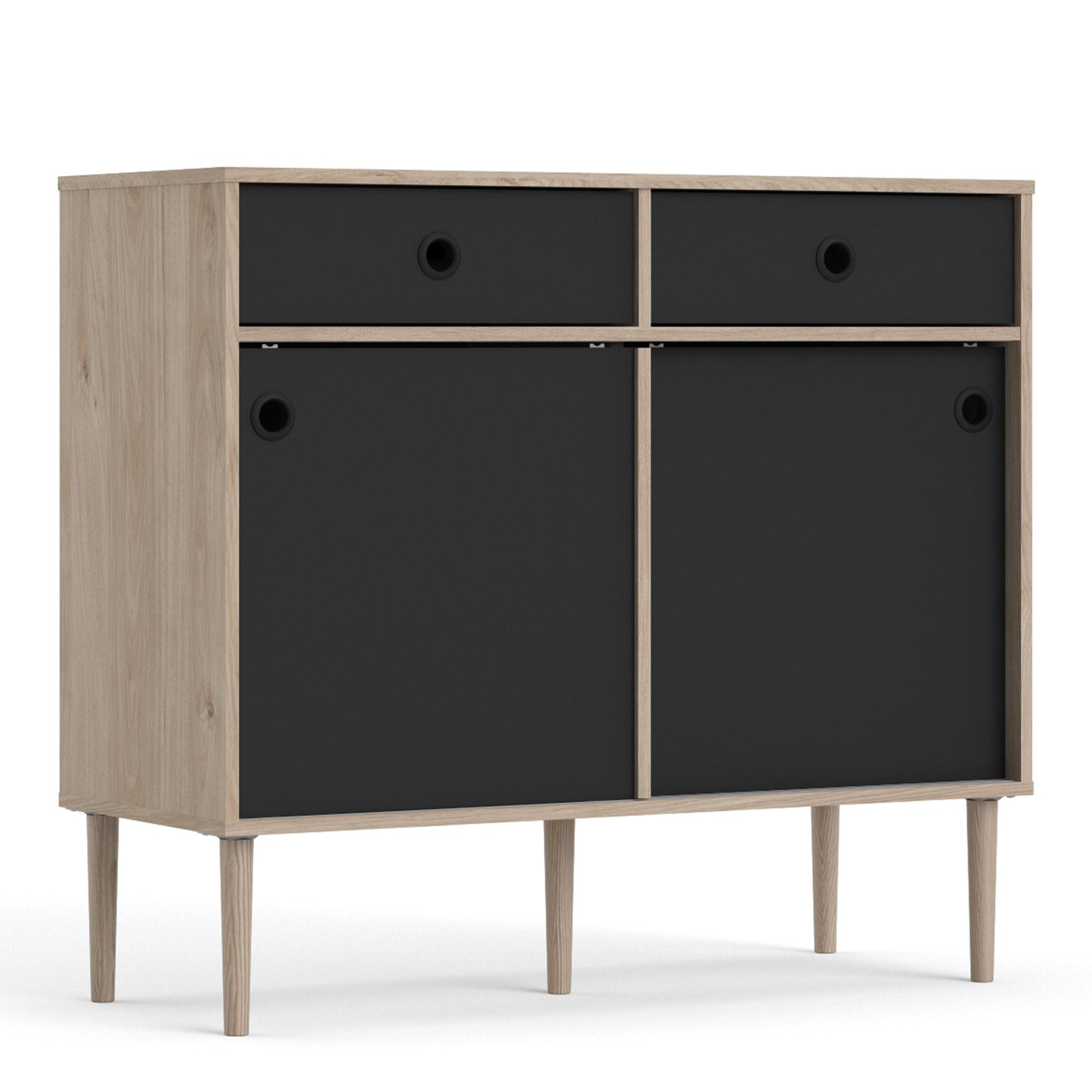 Furniture To Go Rome Sideboard 2 Sliding Doors 2 Drawers in Jackson Hickory Oak and Matt Black