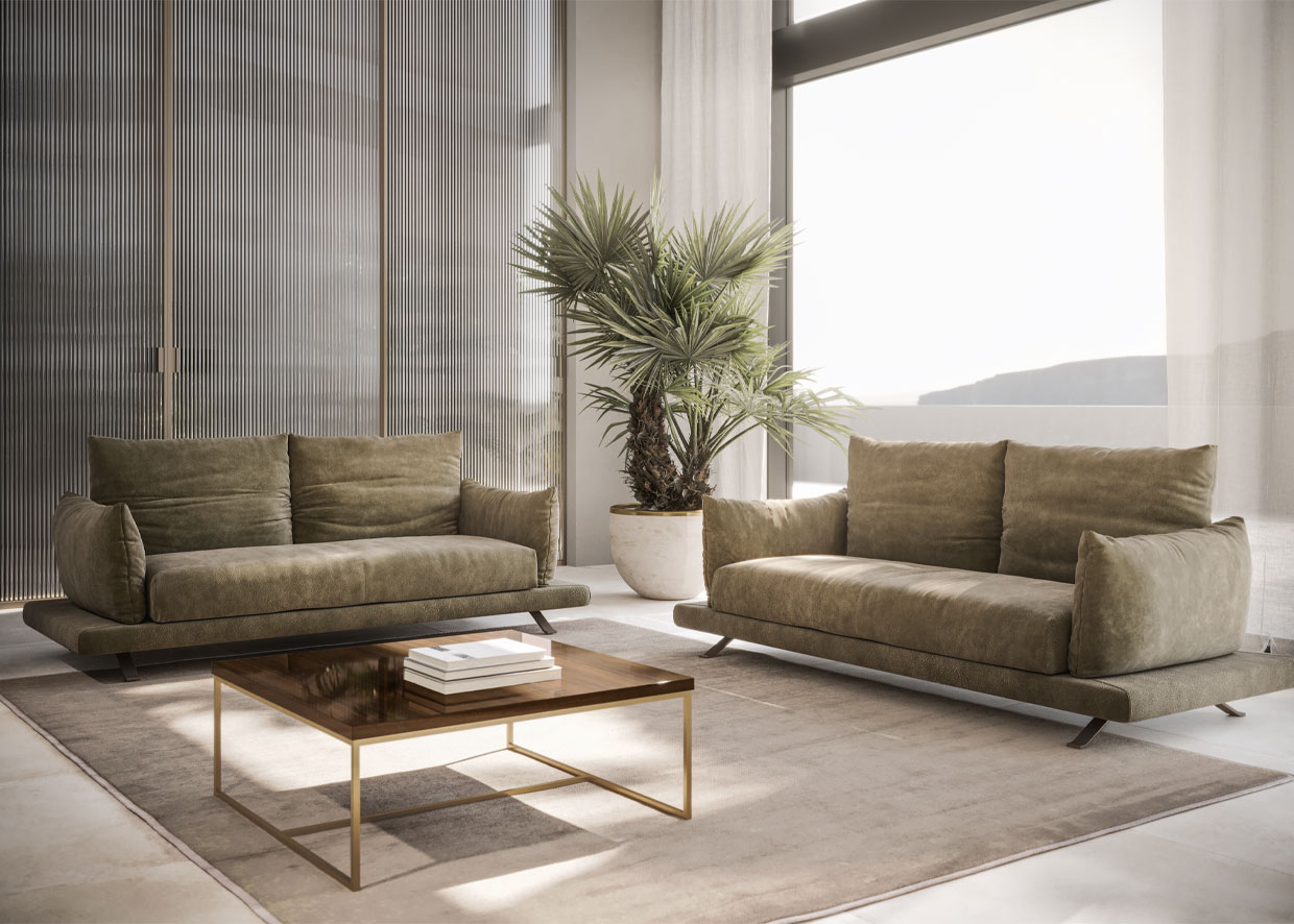 Tomasella Panarea Coffee Table with Gold Metal Base