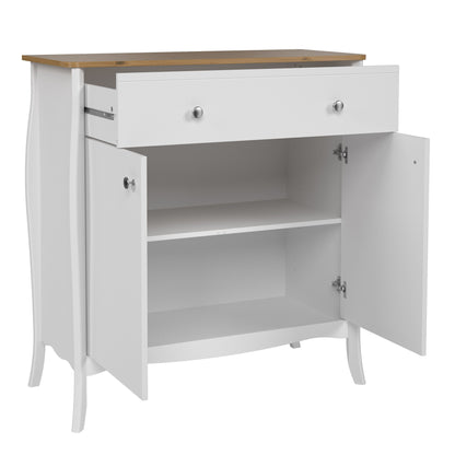 Furniture To Go Baroque Sideboard 2 Doors 1 Drawer in Pure White Iced Coffee Lacquer