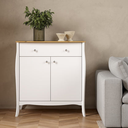 Furniture To Go Baroque Sideboard 2 Doors 1 Drawer in Pure White Iced Coffee Lacquer