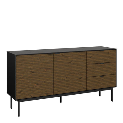 Furniture To Go Bohol Soma Sideboard 2 Doors 3 Drawers in Granulated Black Brushed Espresso