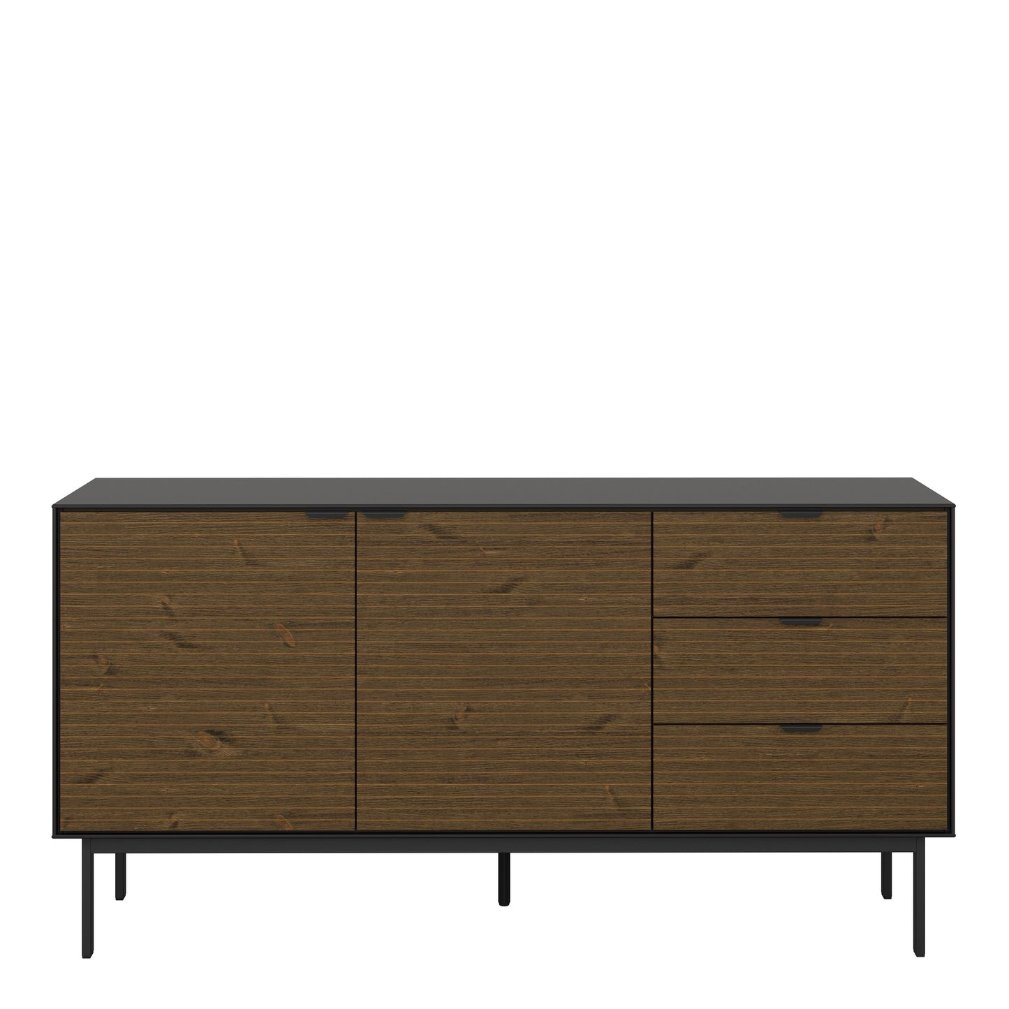 Furniture To Go Bohol Soma Sideboard 2 Doors 3 Drawers in Granulated Black Brushed Espresso