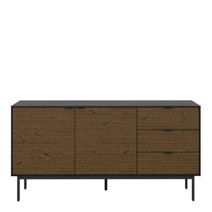 Furniture To Go Bohol Soma Sideboard 2 Doors 3 Drawers in Granulated Black Brushed Espresso