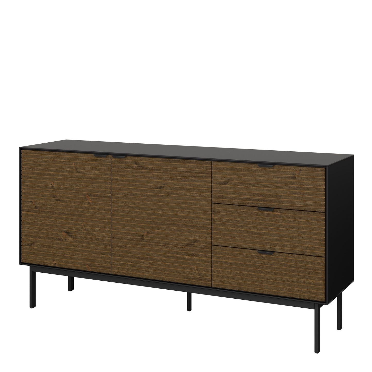 Furniture To Go Bohol Soma Sideboard 2 Doors 3 Drawers in Granulated Black Brushed Espresso