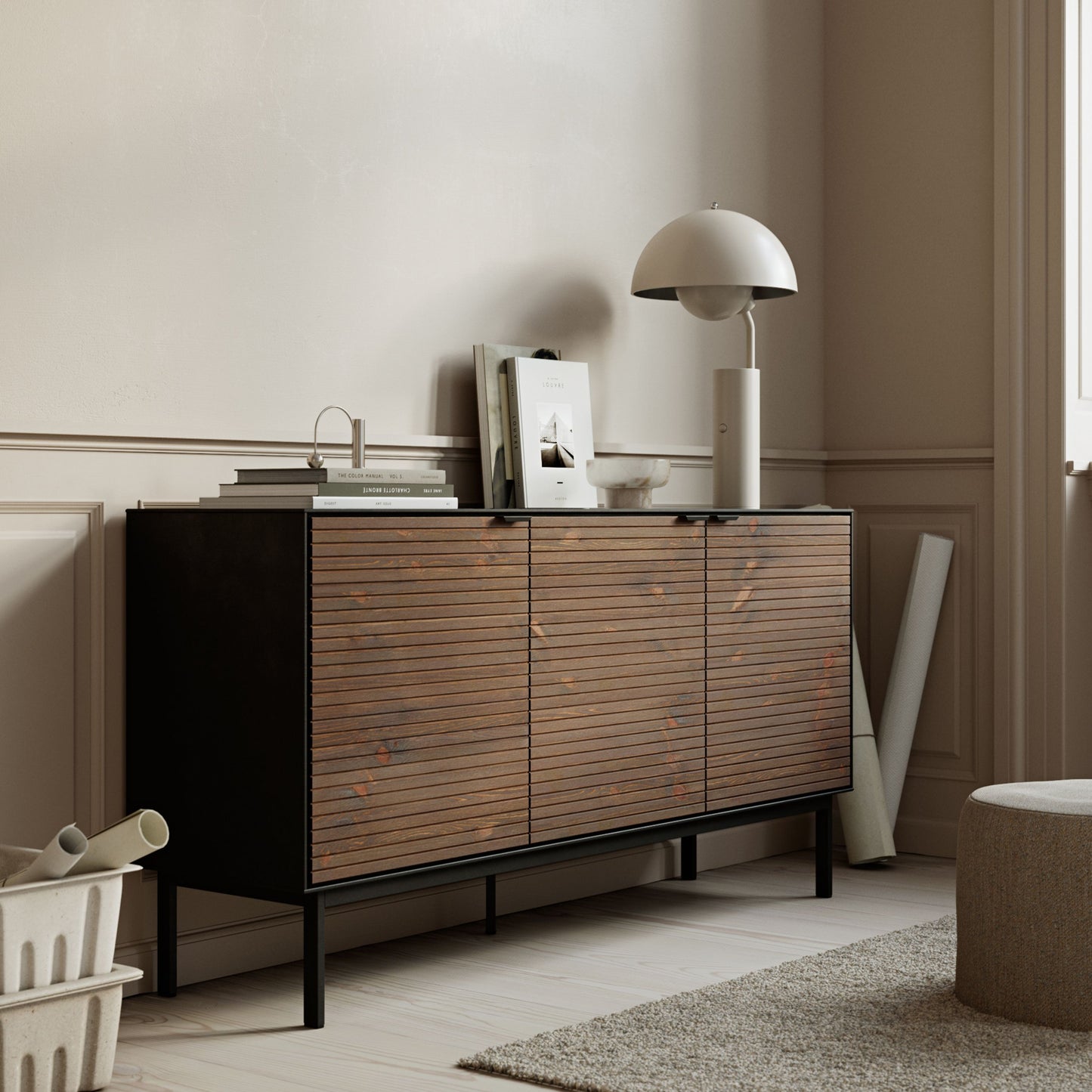 Furniture To Bohol Soma Sideboard 3 Doors in Granulated Black Brushed Espresso