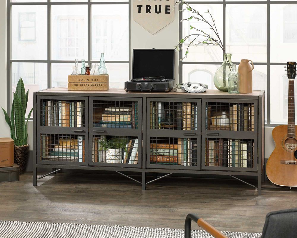 Teknik Office Boulevard Café Industrial Styled Sideboard in Vintage Oak effect and black accents