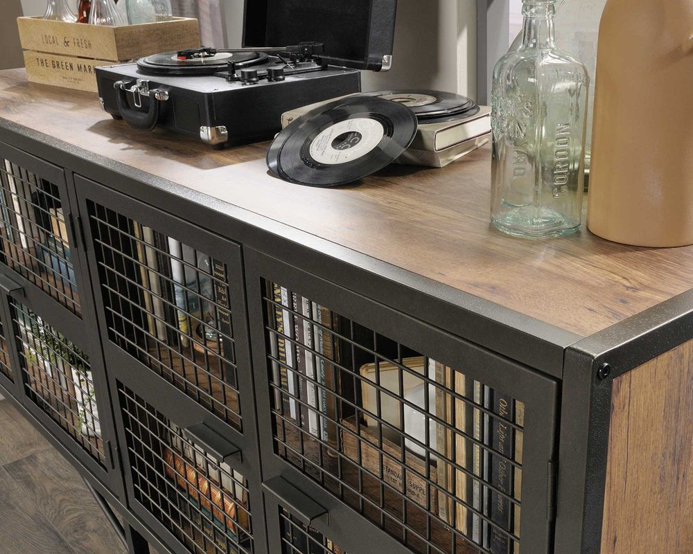 Teknik Office Boulevard Café Industrial Styled Sideboard in Vintage Oak effect and black accents