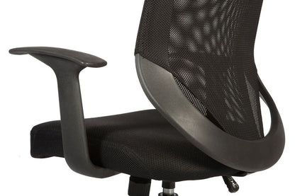 Teknik Office Nova Mesh back executive chair with matching black fabric seat and removable fixed nylon armrests.