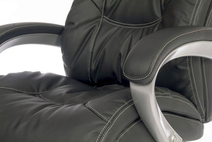 Teknik Office Siesta Black Leather Luxury Executive Chair with Padded Armrests