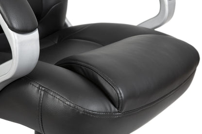 Teknik Office Lumbar Massage Black Faux Leather Executive Chair with Matching Capped Five Star Base.