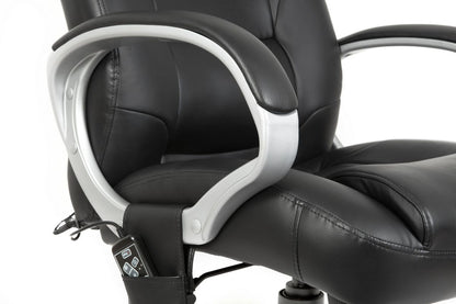 Teknik Office Lumbar Massage Black Faux Leather Executive Chair with Matching Capped Five Star Base.