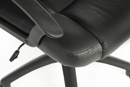 Teknik Office Leader Executive Bonded Leather faced chair in Black with a nylon base and matching armrests