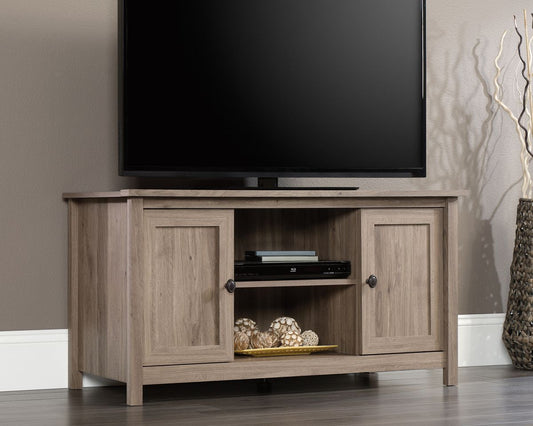 Teknik Office Barrister Home Low Tv Stand In Salt Oak Finish with Adjustable Shelves