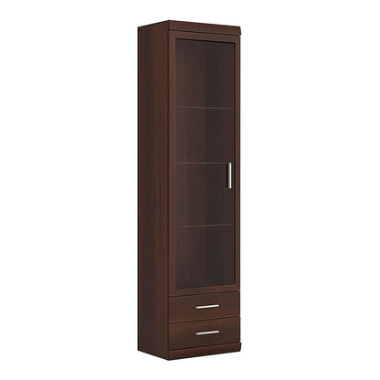 Furniture To Go Imperial Tall Glazed 1 Door 2 Drawer Narrow Cabinet in Dark Mahogany Melamine