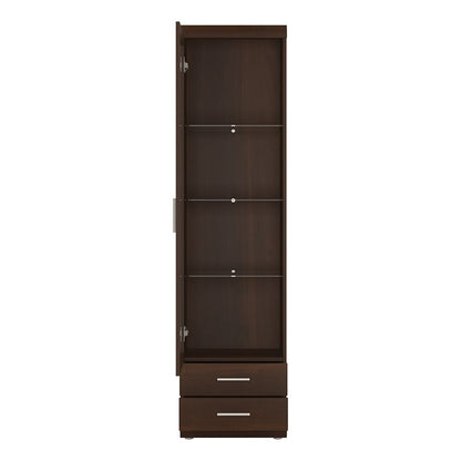 Furniture To Go Imperial Tall Glazed 1 Door 2 Drawer Narrow Cabinet in Dark Mahogany Melamine