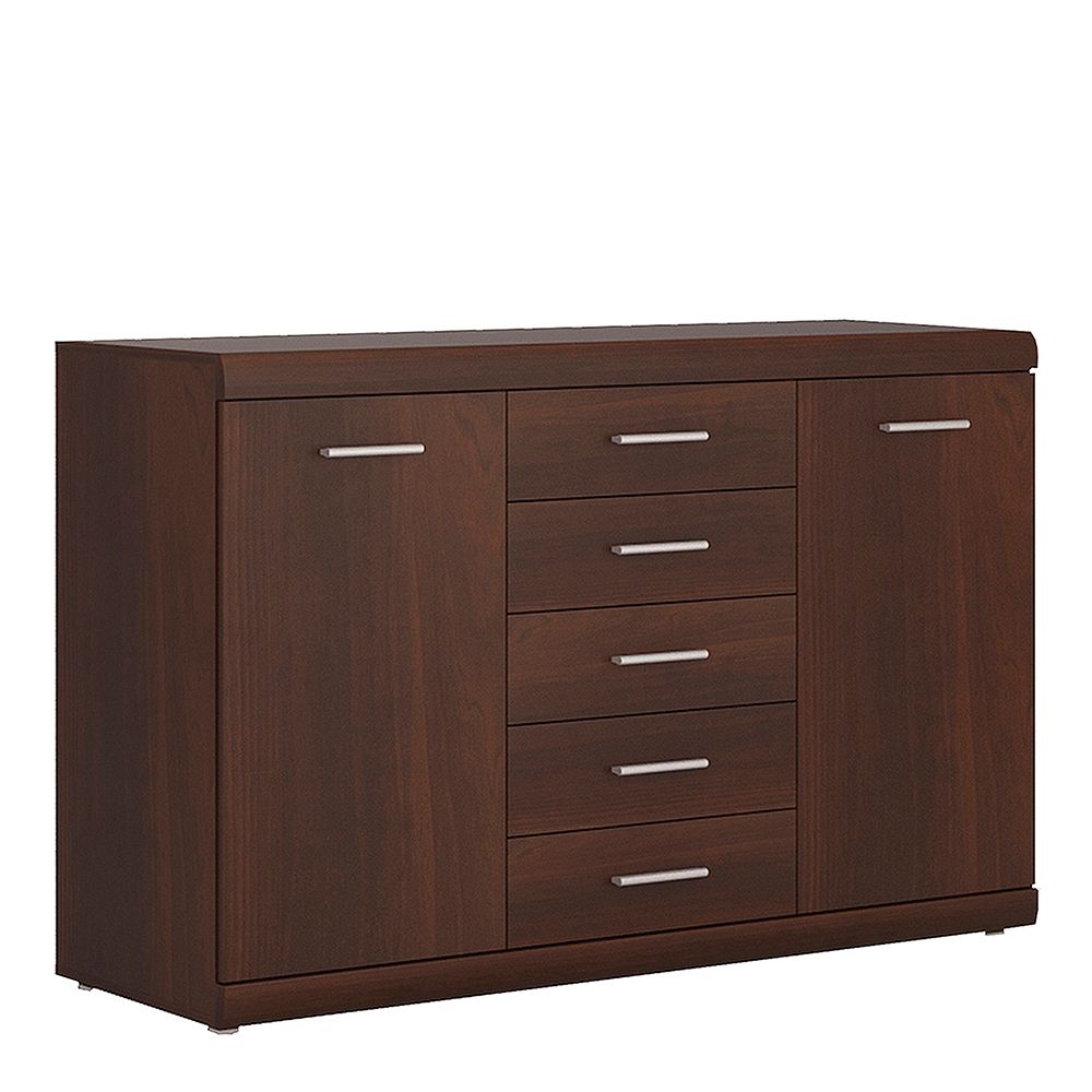 Furniture To Go Imperial 2 Door 5 Drawer Sideboard in Dark Mahogany Melamine