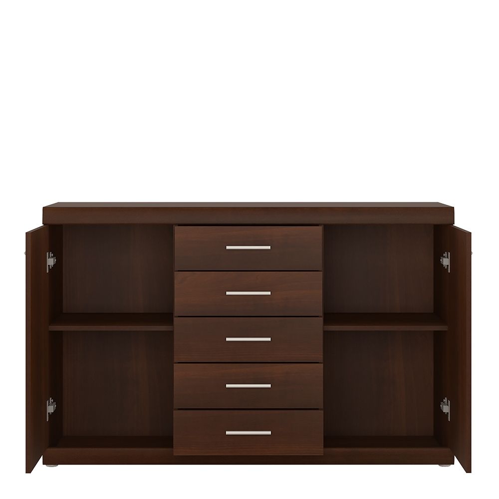 Furniture To Go Imperial 2 Door 5 Drawer Sideboard in Dark Mahogany Melamine