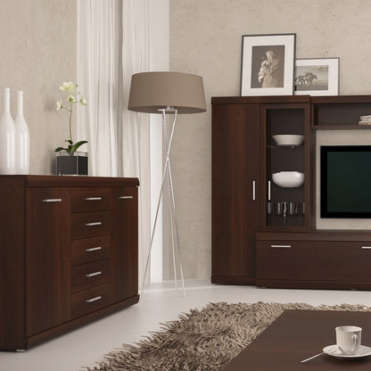 Furniture To Go Imperial 2 Door 5 Drawer Sideboard in Dark Mahogany Melamine