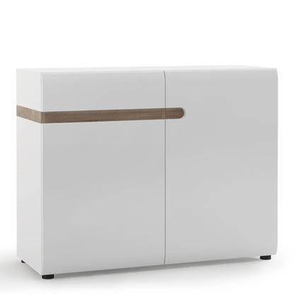 Furniture To Go Chelsea Living 1 Drawer 2 Door Sideboard in White with a Truffle Oak Trim