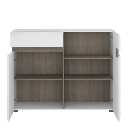 Furniture To Go Chelsea Living 1 Drawer 2 Door Sideboard in White with a Truffle Oak Trim