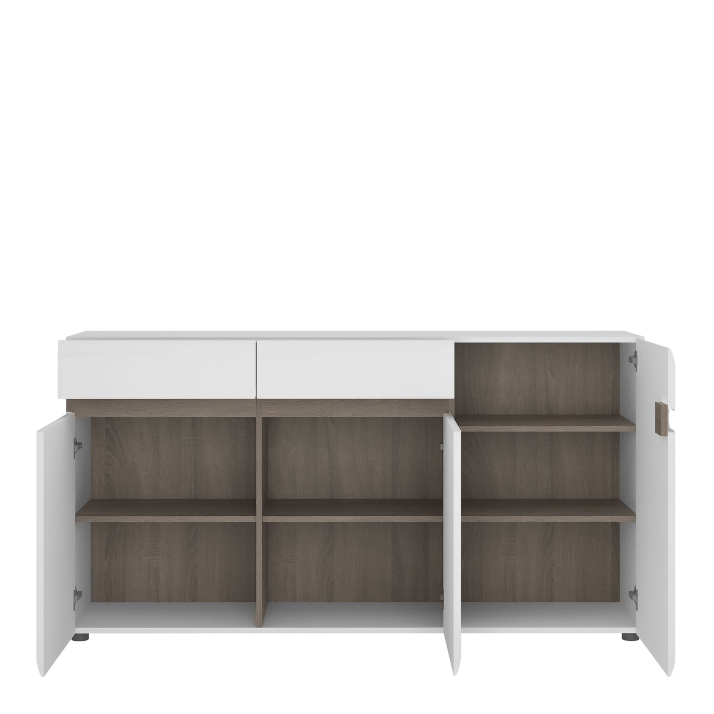 Furniture To Go Chelsea Living 2 Drawer 3 Door Sideboard in White with a Truffle Oak Trim