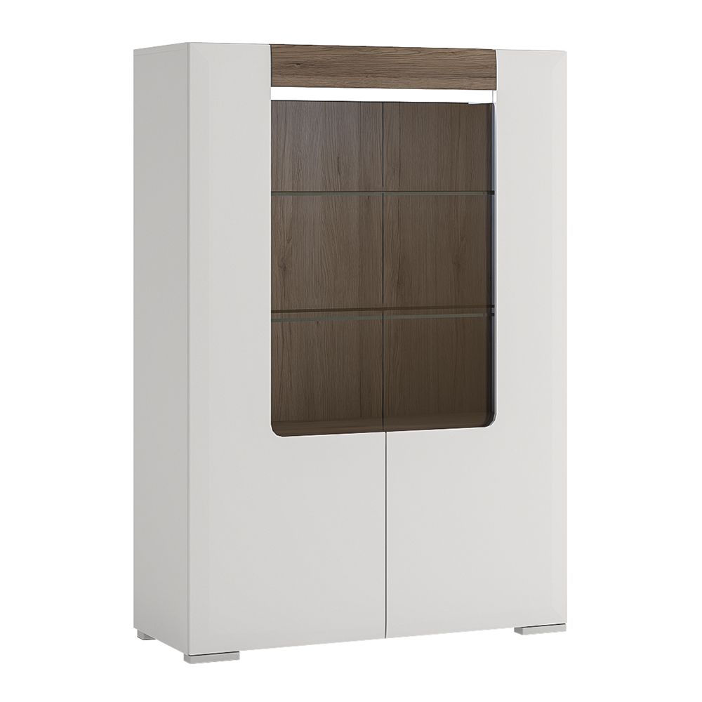 Furniture To Go Toronto Low Glazed 2 Door Display Cabinet with Internal Shelves (inc. Plexi Lighting)