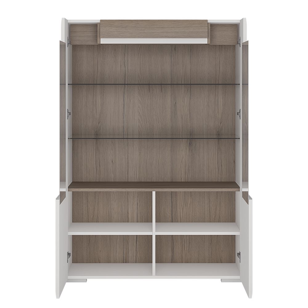 Furniture To Go Toronto Low Glazed 2 Door Display Cabinet with Internal Shelves (inc. Plexi Lighting)