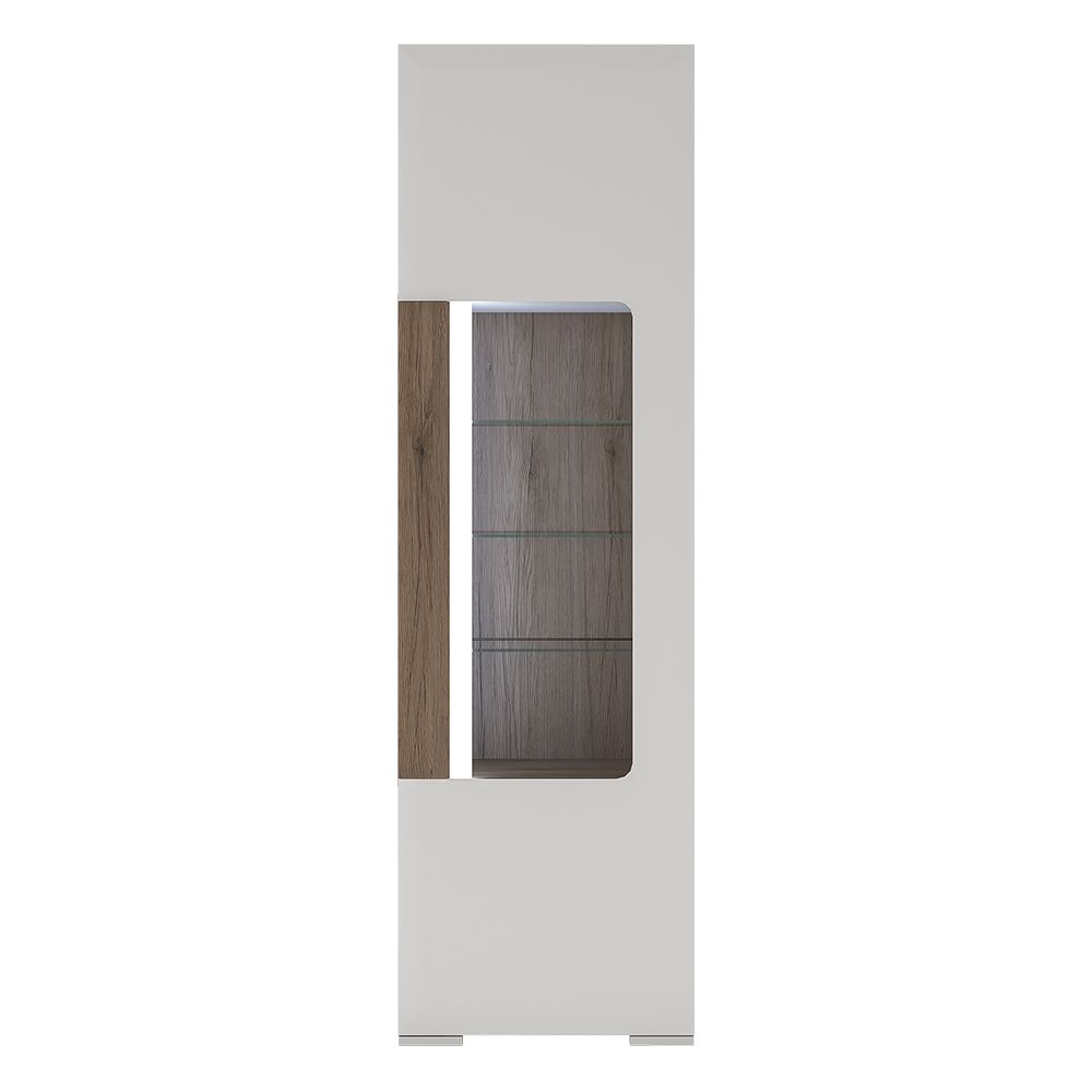 Furniture To Go Toronto Tall Narrow Glazed Display Cabinet with Internal Shelves (inc. Plexi Lighting)