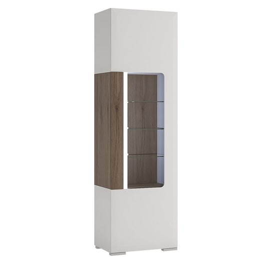 Furniture To Go Toronto Tall Narrow Glazed Display Cabinet with Internal Shelves (inc. Plexi Lighting)