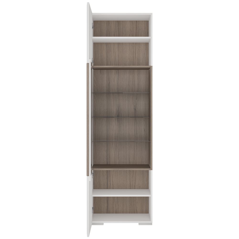 Furniture To Go Toronto Tall Narrow Glazed Display Cabinet with Internal Shelves (inc. Plexi Lighting)
