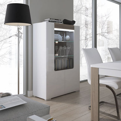 Furniture To Go Toronto Low Glazed 2 Door Display Cabinet with Internal Shelves (inc. Plexi Lighting)