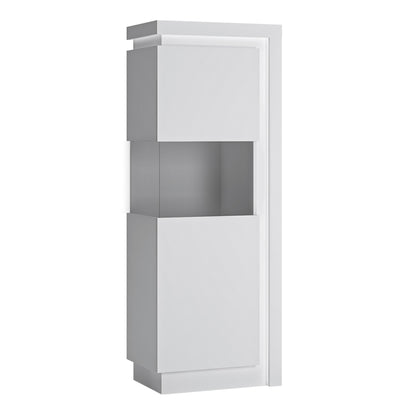 Furniture To Lyon Narrow display cabinet (LHD) 164.1cm high (including LED lighting) in White and High Gloss