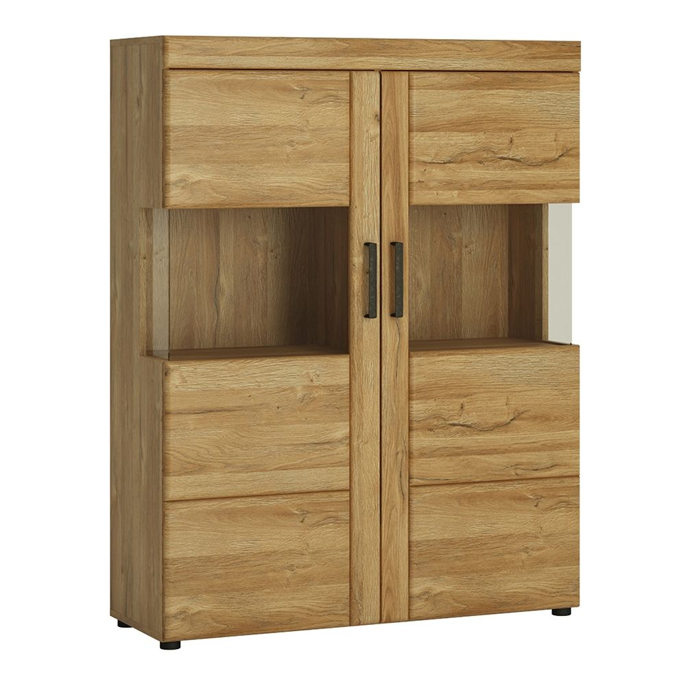 Furniture To Go Cortina Low Wide 2 Door Display Cabinet in Grandson Oak