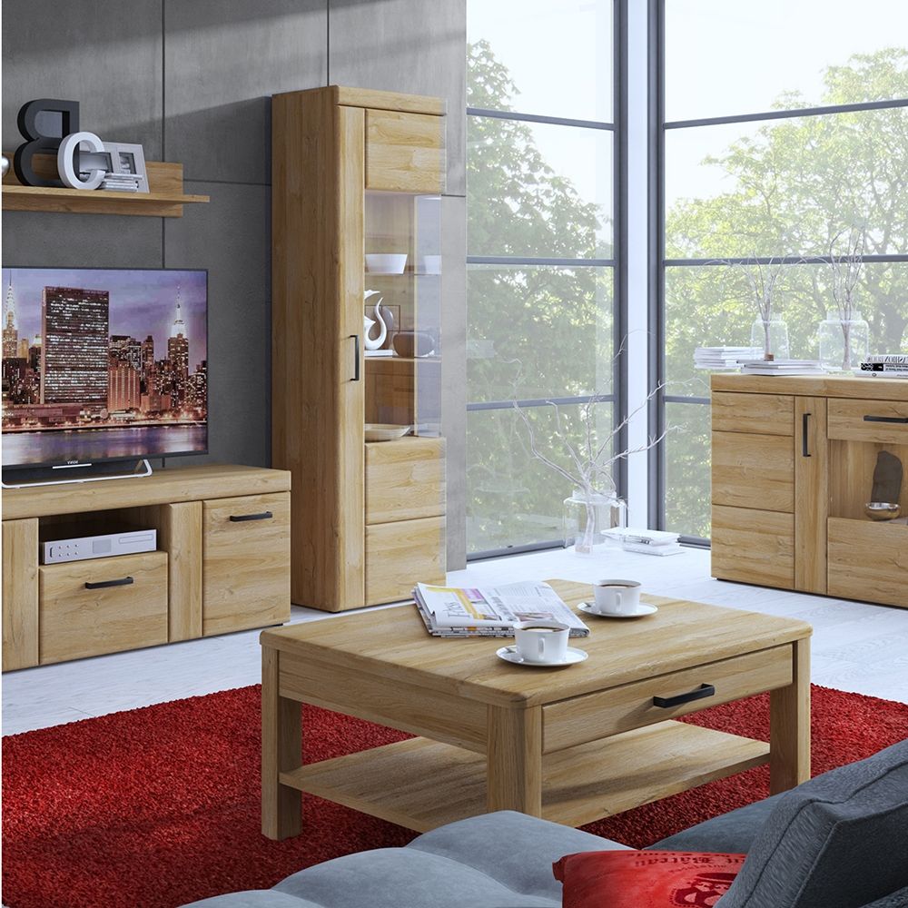 Furniture To Go Cortina 4 Door Wide Glazed Sideboard in Grandson Oak