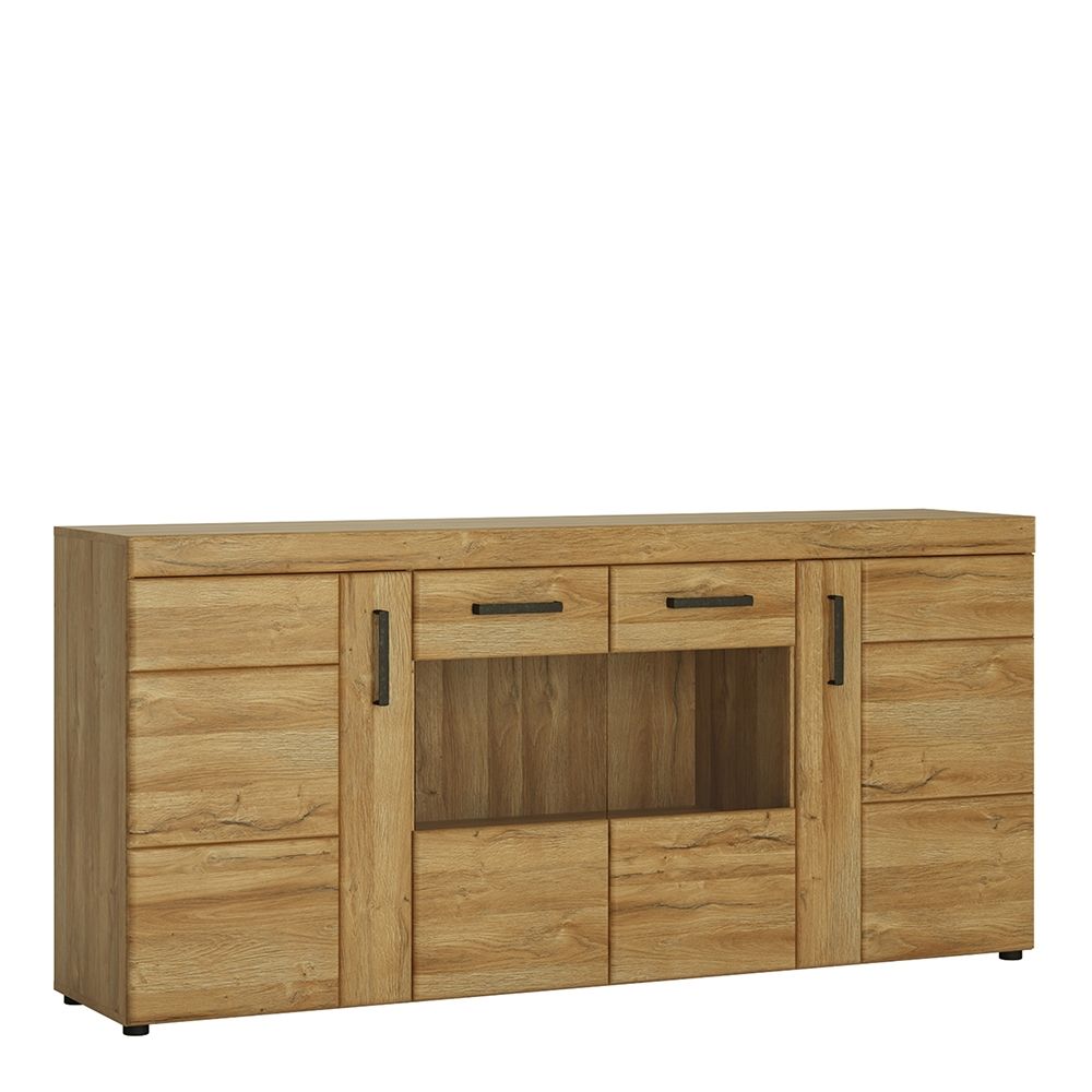 Furniture To Go Cortina 4 Door Wide Glazed Sideboard in Grandson Oak