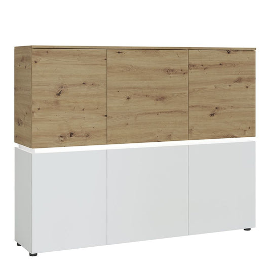 Furniture To Go Luci 6 Door Cabinet with LED lighting in White and Oak