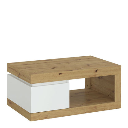 Furniture To Go Luci 1 Drawer Coffee Table in White and Oak