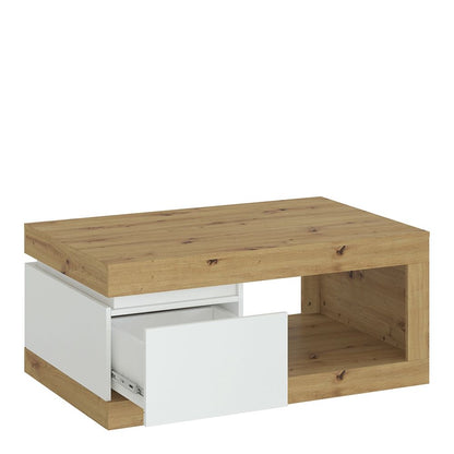 Furniture To Go Luci 1 Drawer Coffee Table in White and Oak