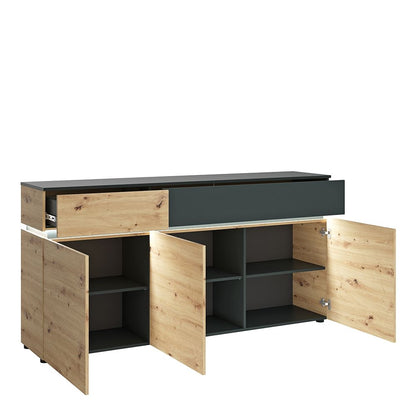 Furniture To Go Luci 3 Door 2 Drawer Sideboard (including LED lighting) in Platinum and Oak