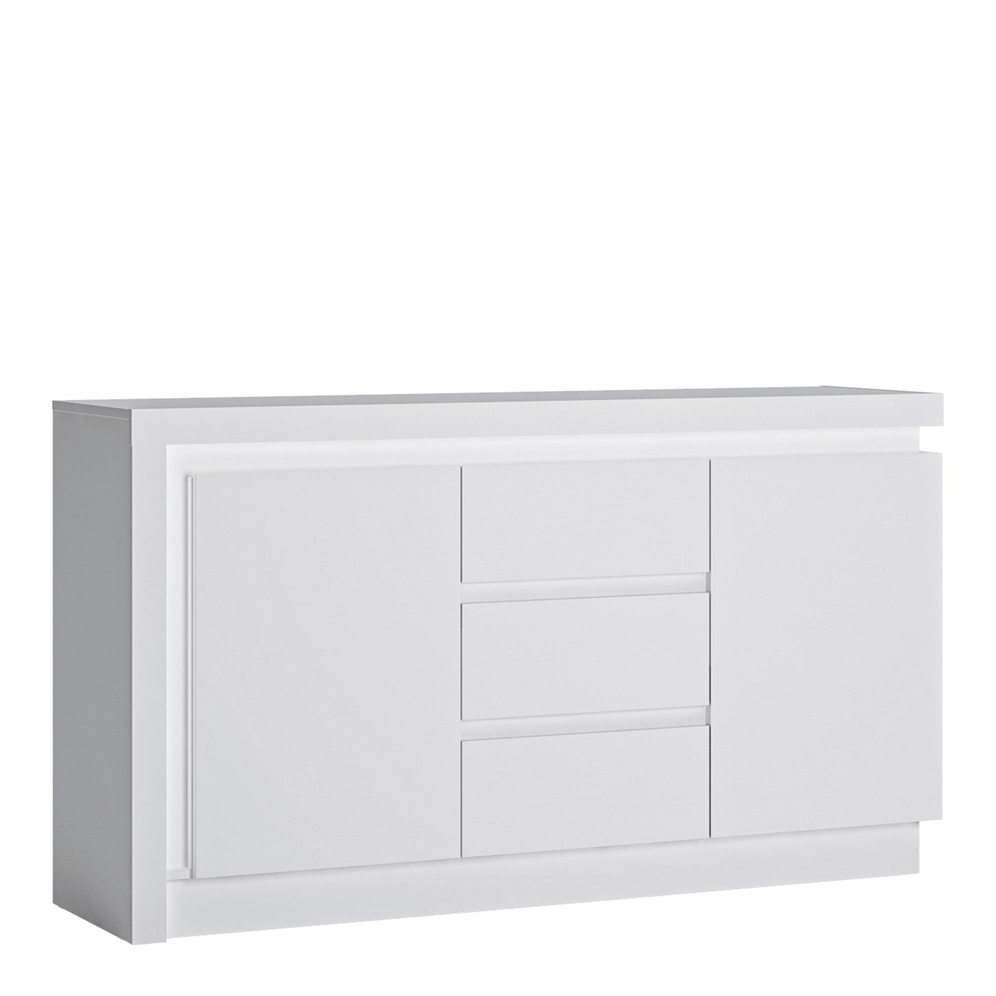 Furniture To Go Lyon 2 Door 3 Drawer Sideboard with LED lighting in White and High Gloss