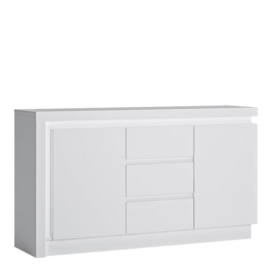 Furniture To Go Lyon 2 Door 3 Drawer Sideboard with LED lighting in White and High Gloss