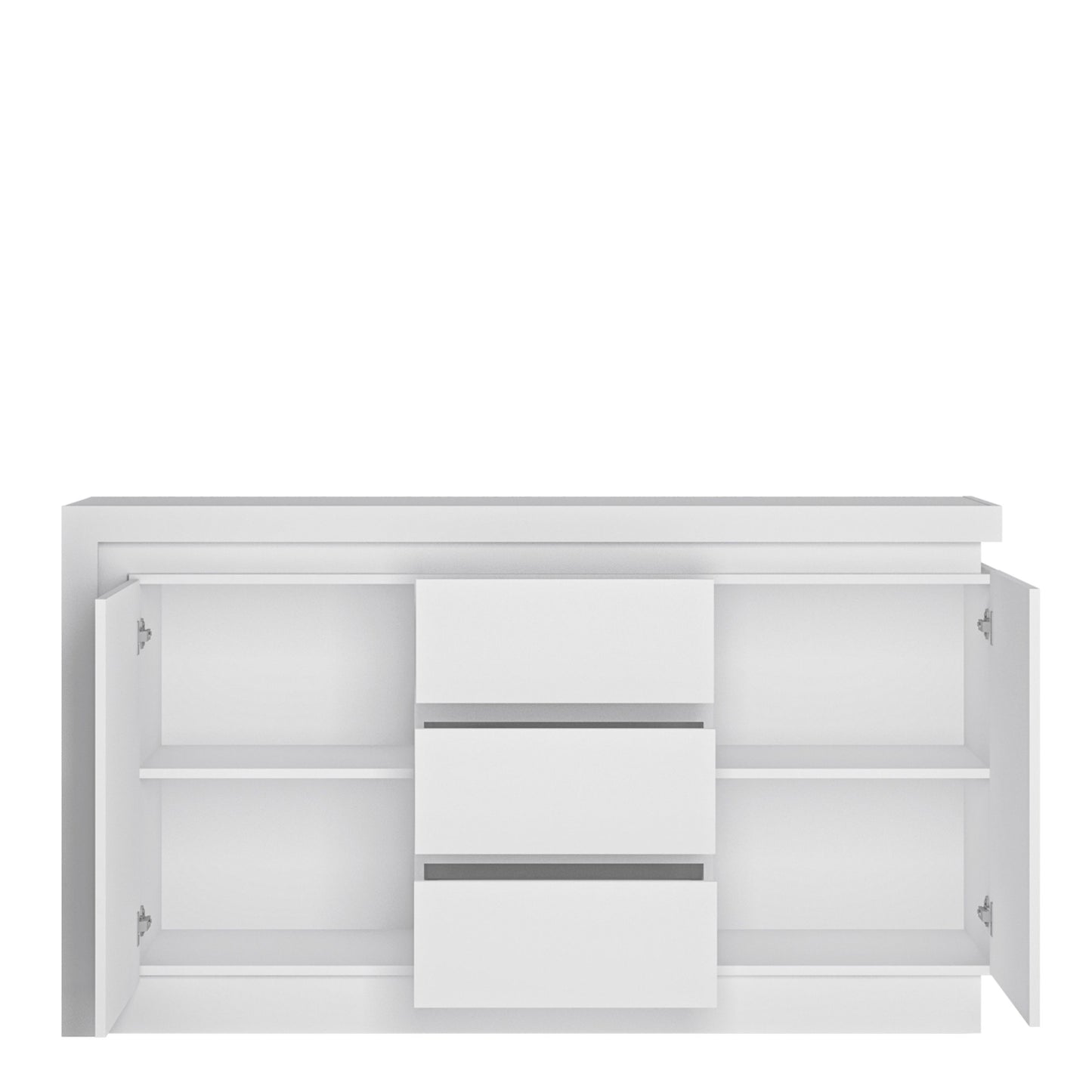 Furniture To Go Lyon 2 Door 3 Drawer Sideboard with LED lighting in White and High Gloss