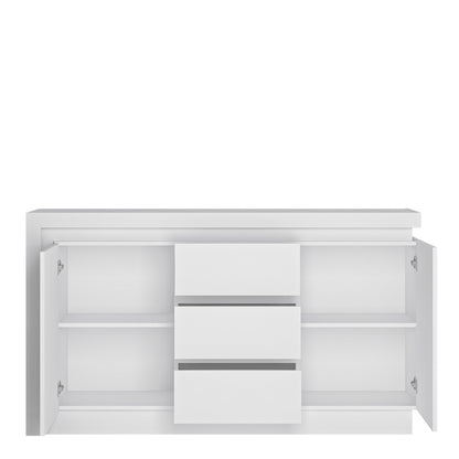 Furniture To Go Lyon 2 Door 3 Drawer Sideboard with LED lighting in White and High Gloss