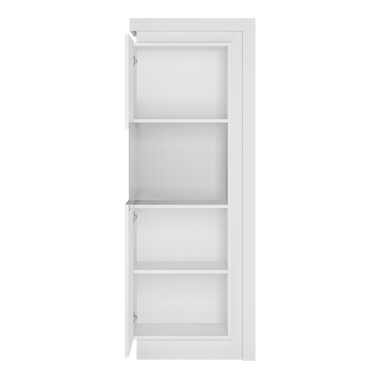 Furniture To Lyon Narrow display cabinet (LHD) 164.1cm high (including LED lighting) in White and High Gloss