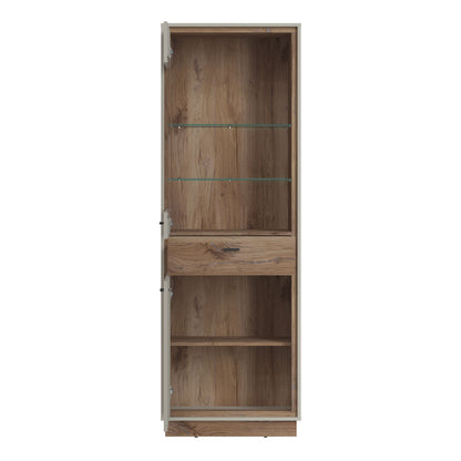 Furniture To Go Rivero 2 Door 1 Drawer Display Cabinet in Grey and Oak