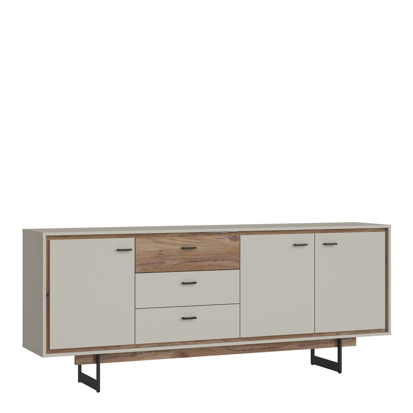 Furniture To Go Rivero 3 Door 3 Drawer Wide Sideboard in Grey and Oak