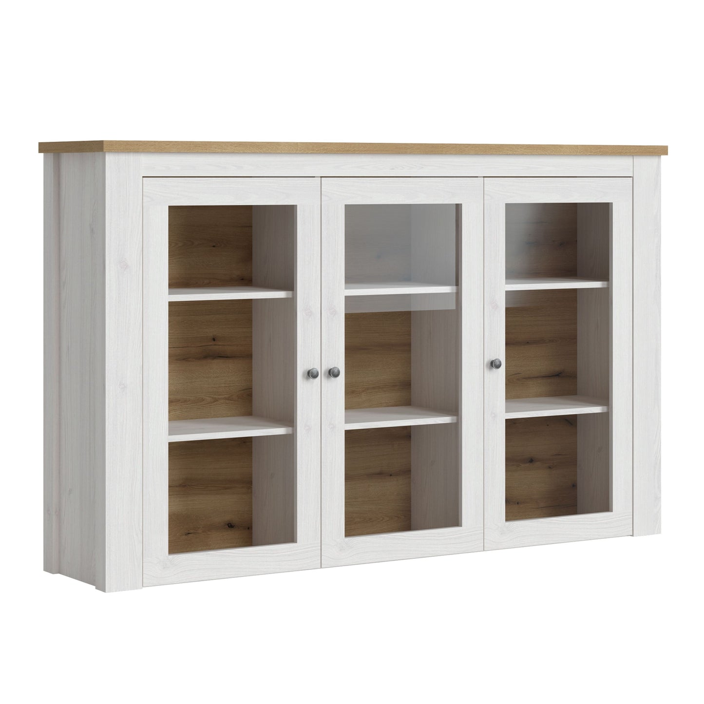 Furniture To Go Bohol Celesto 3 Door Display Top Unit in White and Oak