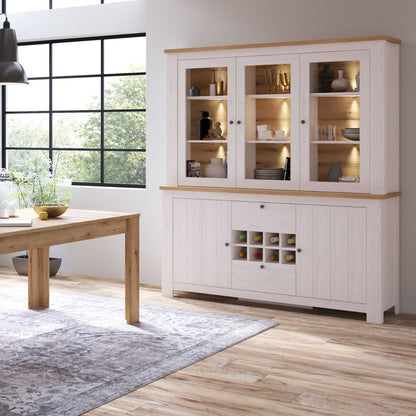 Furniture To Go Bohol Celesto 3 Door Display Top Unit in White and Oak